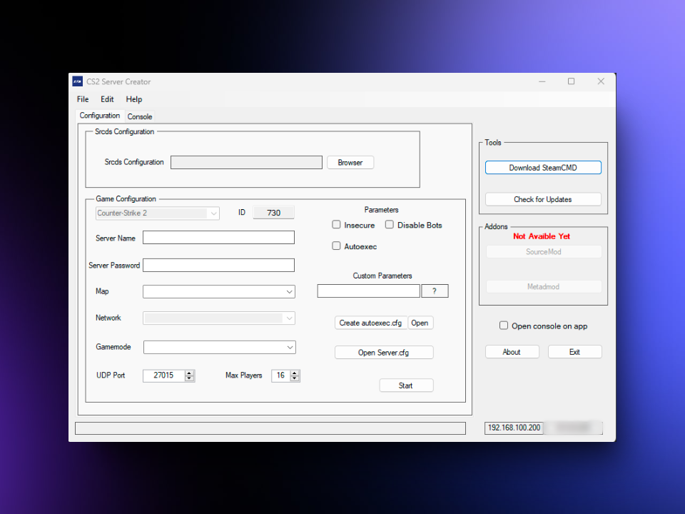 Creador de Servidores para Counter Strike 2